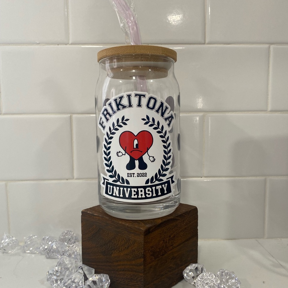 Bad bunny glass can cup!!